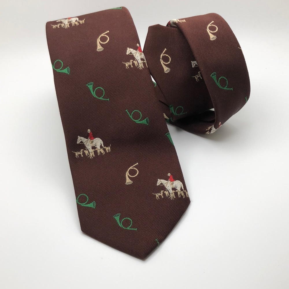 VTG Christian Aujard Tie Made in England Equestrian Huntsman with Hounds